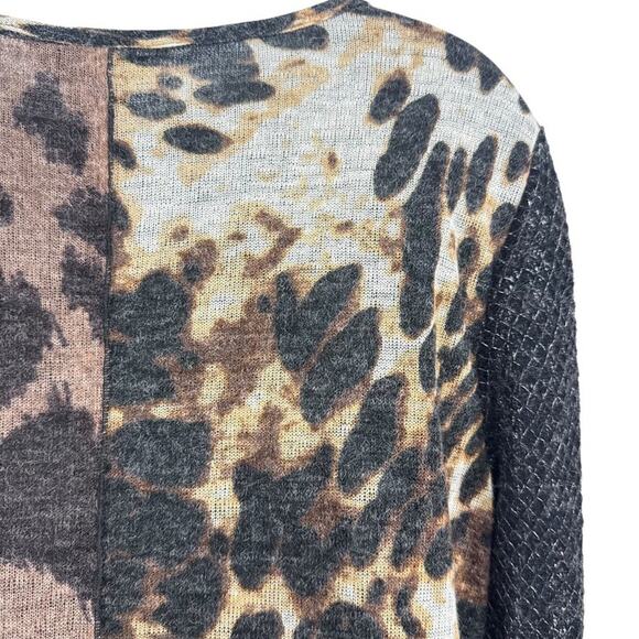 Ali Miles Petite Womens Leopard Print Mixed Media Lagenlook Light Sweater sz PL - Picture 13 of 16